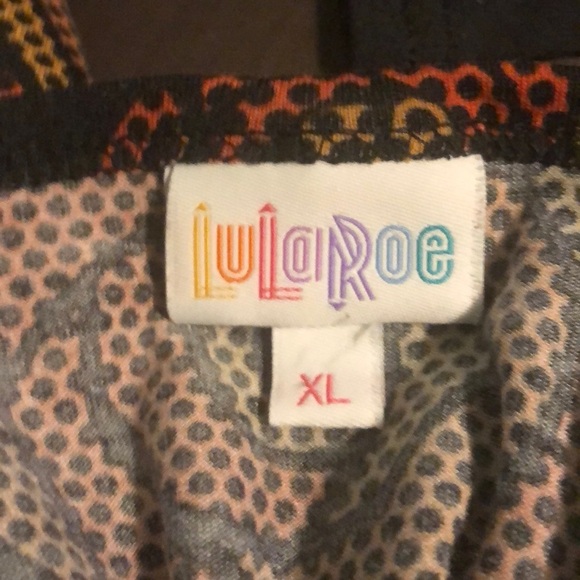 𝅺LuLaRoe Julia Dress Black Orange roses XL fitted - Picture 3 of 4